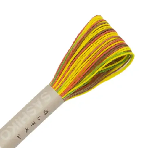 Sashiko garen gemêleerd 20m groen oranje geel | #71