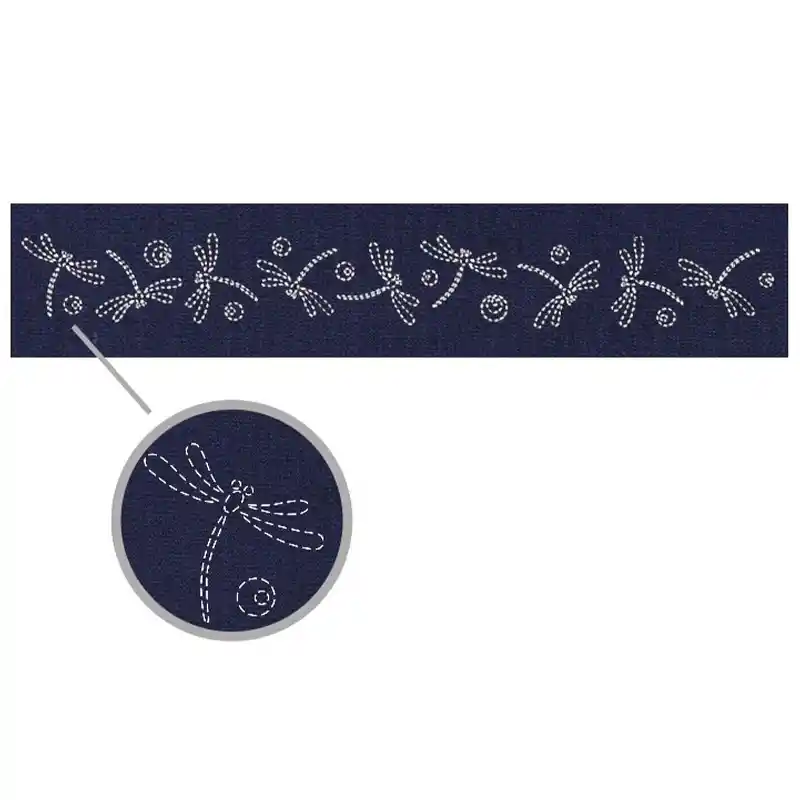 Sashiko voorbedrukte stof | Libellen 65x10,50