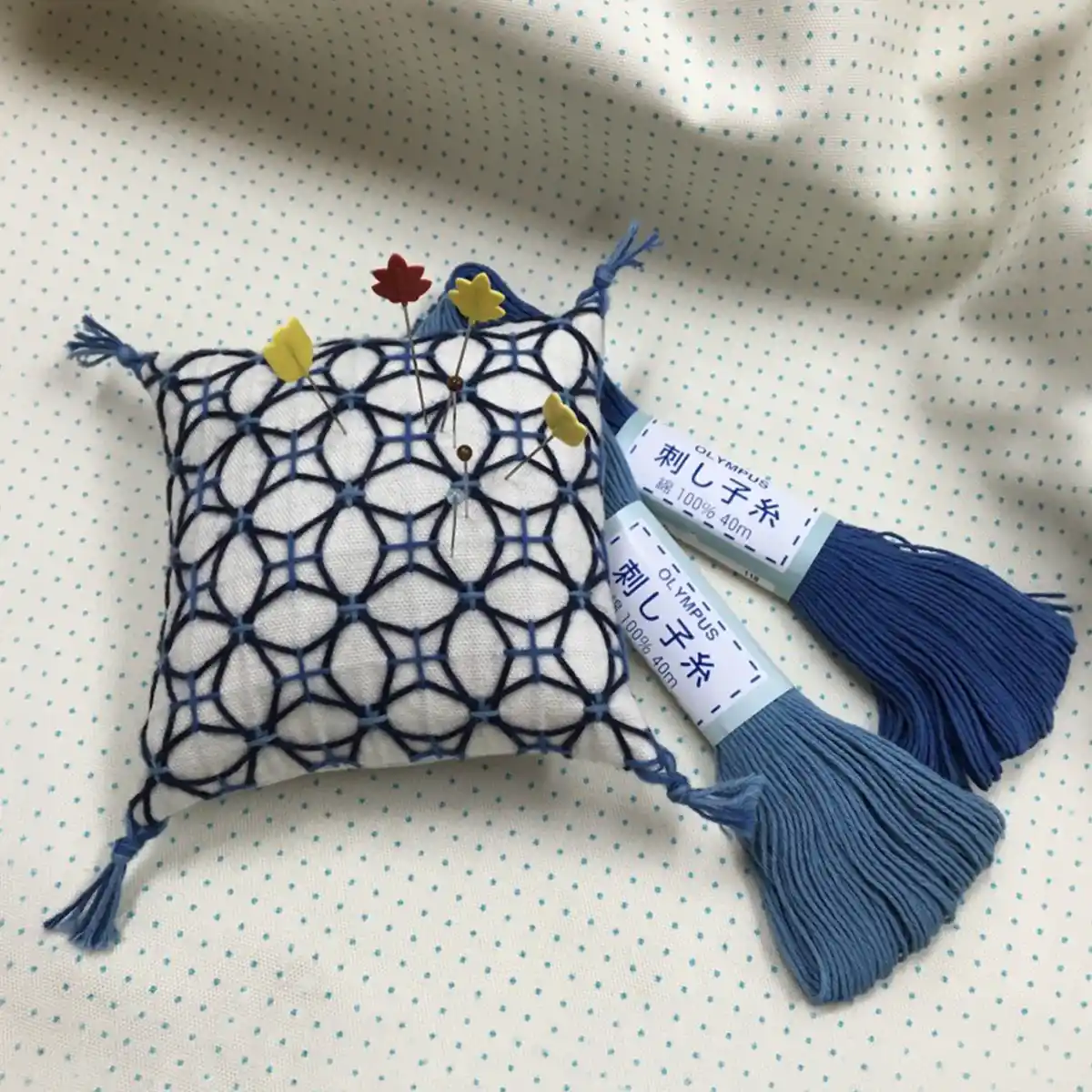 Sashiko Speldenkussen Pakket Hortensia – Hitomezashi